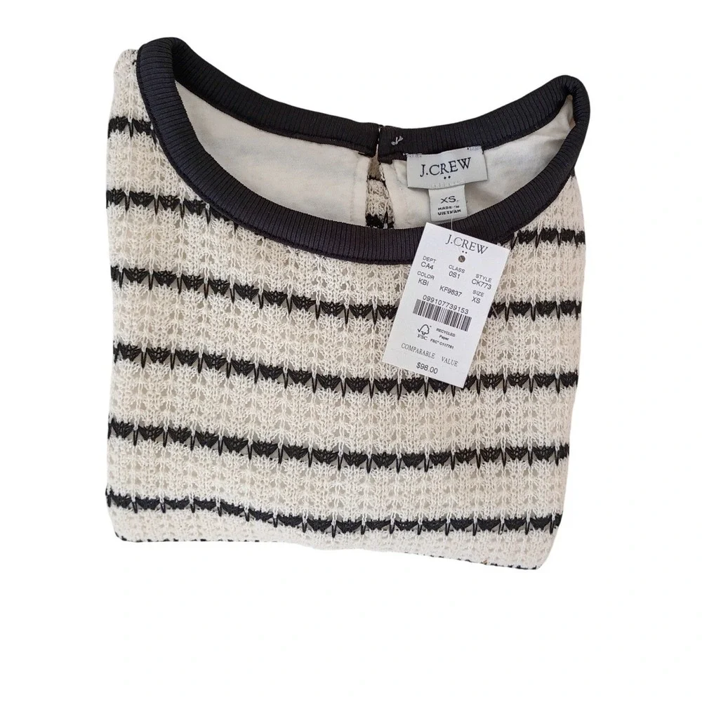 J.CREW NWT Striped Knit Textured‎ Sleeveless SHIFT DRESS Cream Black 33